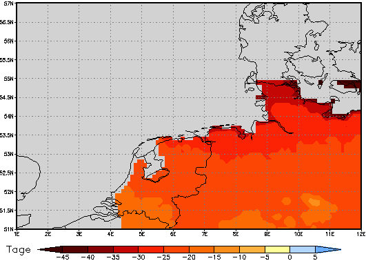 Area mean of this climate scenario: -25 days