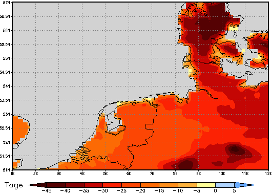 Area mean of this climate scenario: -25 days