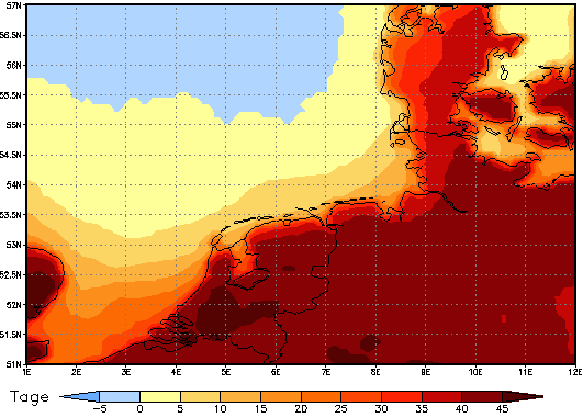 Area mean of this climate scenario: +20 days
