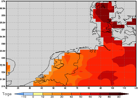 Area mean of this climate scenario: +50 days