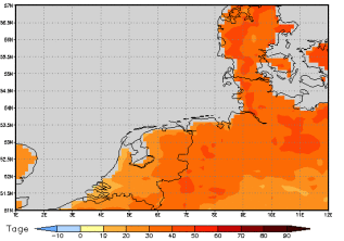 Area mean of this climate scenario: +34 days
