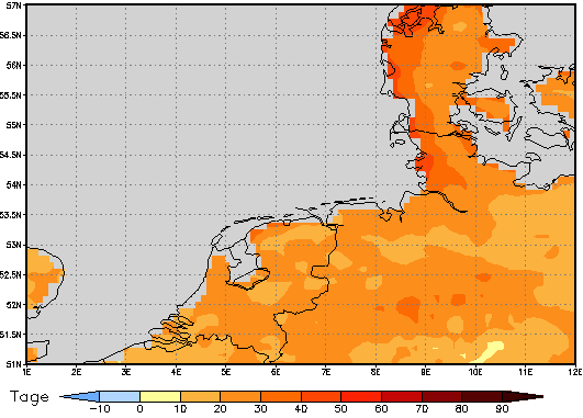 Area mean of this climate scenario: +25 days