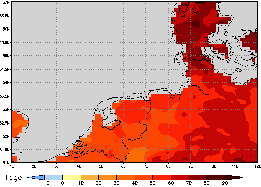 Area mean of this climate scenario: +57 days