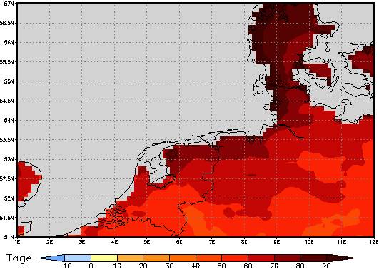 Area mean of this climate scenario: +70 days