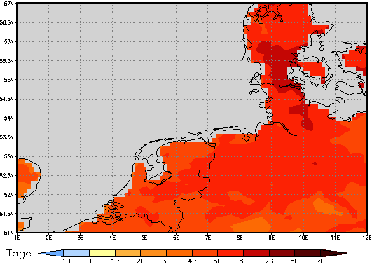 Area mean of this climate scenario: +54 days