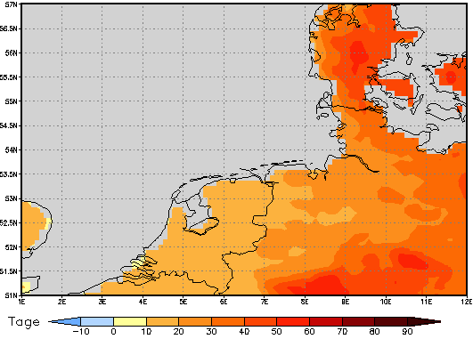 Area mean of this climate scenario: +25 days
