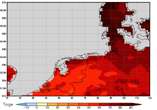 Area mean of this climate scenario: +70 days