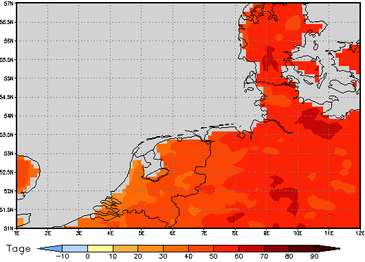 Area mean of this climate scenario: +50 days